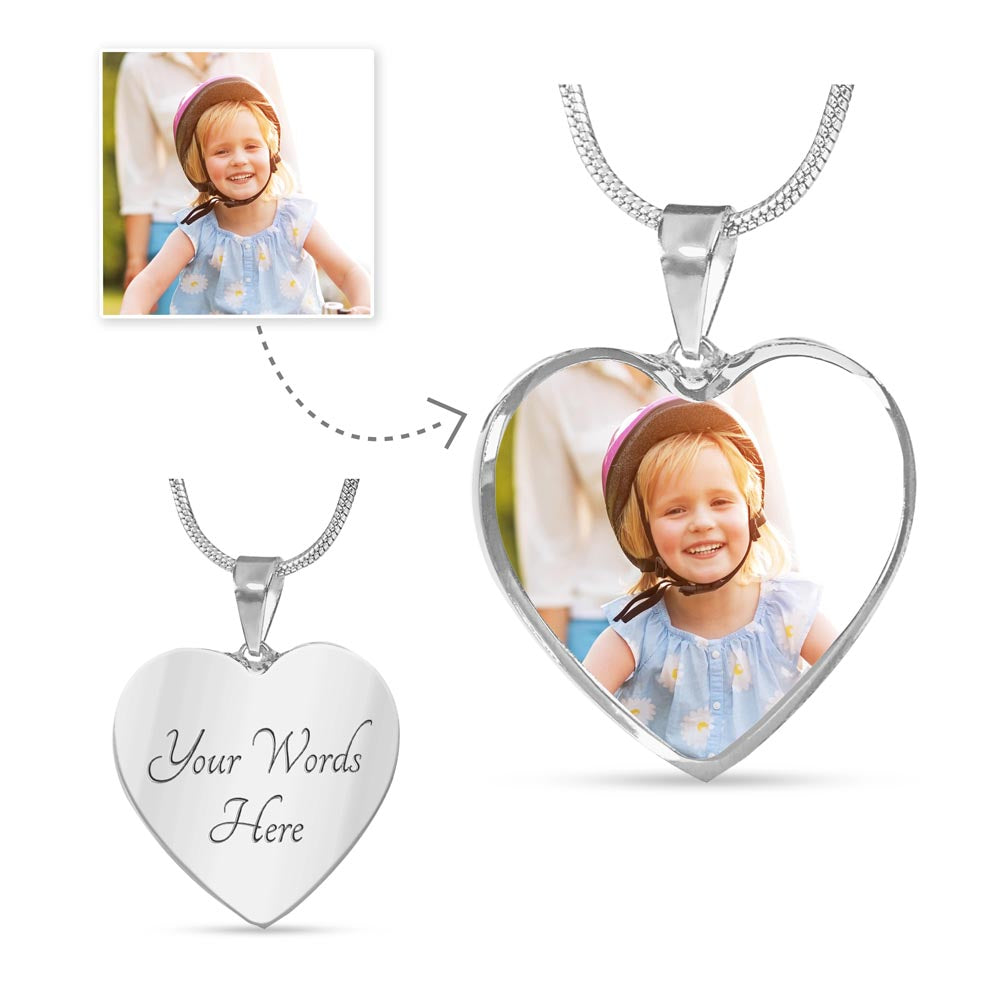 Personalized Photo and Engraved Heart Pendant Necklace, Beautiful Gift for Mothers, Grandmother, Sister and New Moms