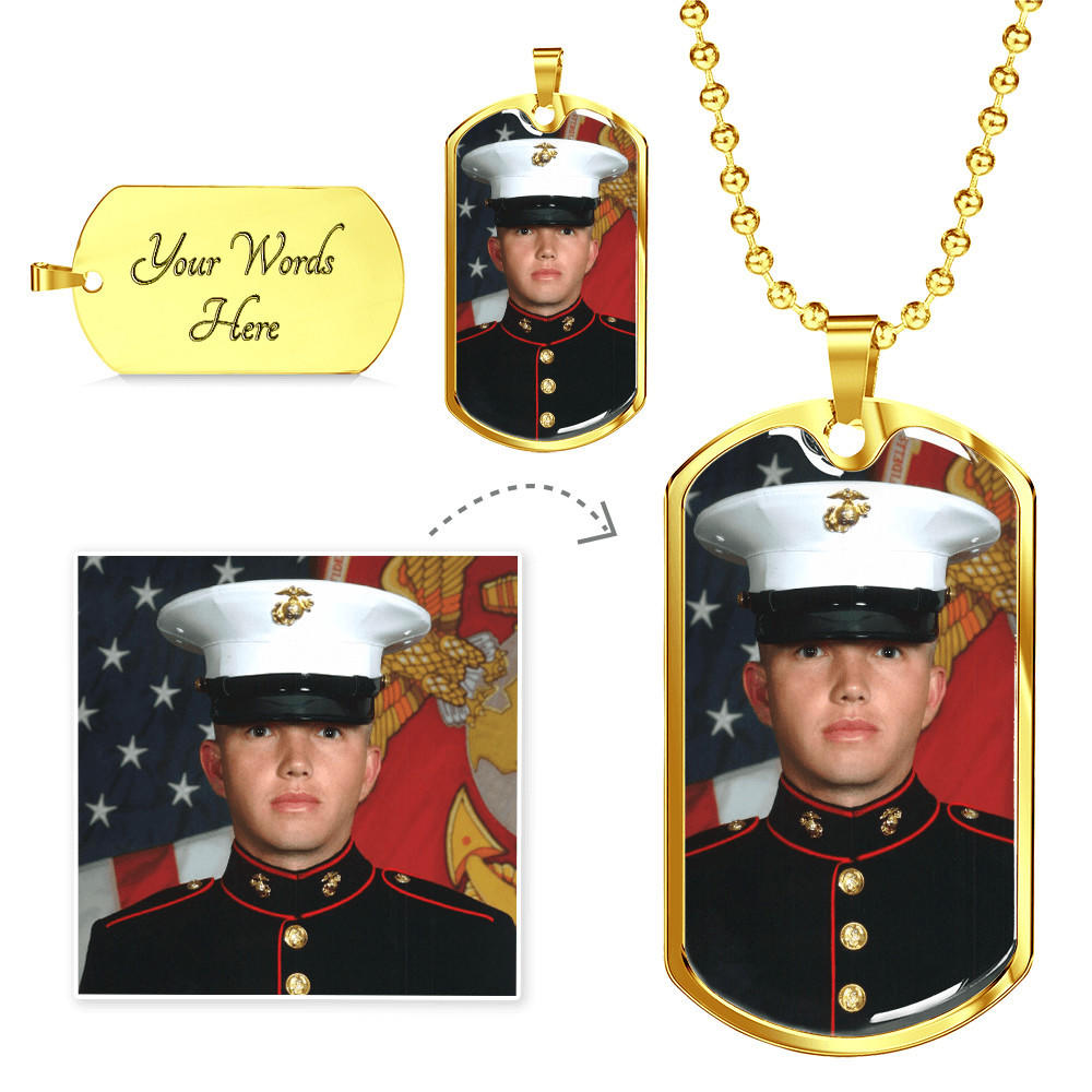 Custom Photo Dog Tag Necklace with Engraving – Personalized Military Keepsake Pendant