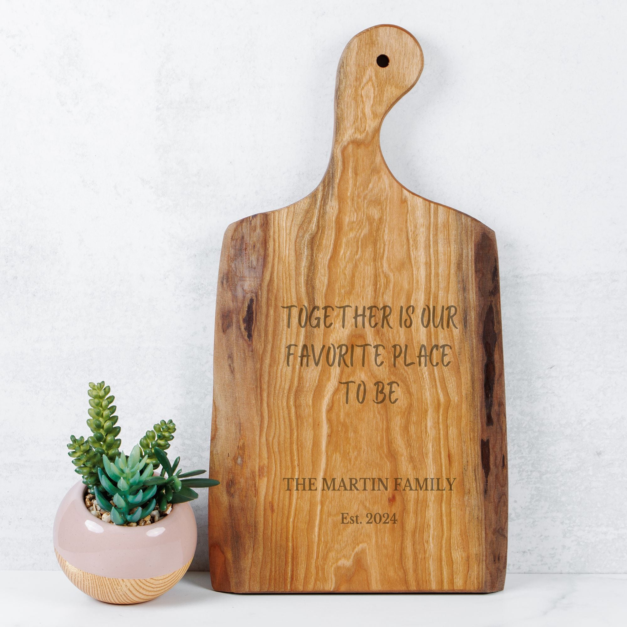 Personalized Cherry Wood Serving Board – Together Is Our Favorite Place to Be | Custom Family Gift