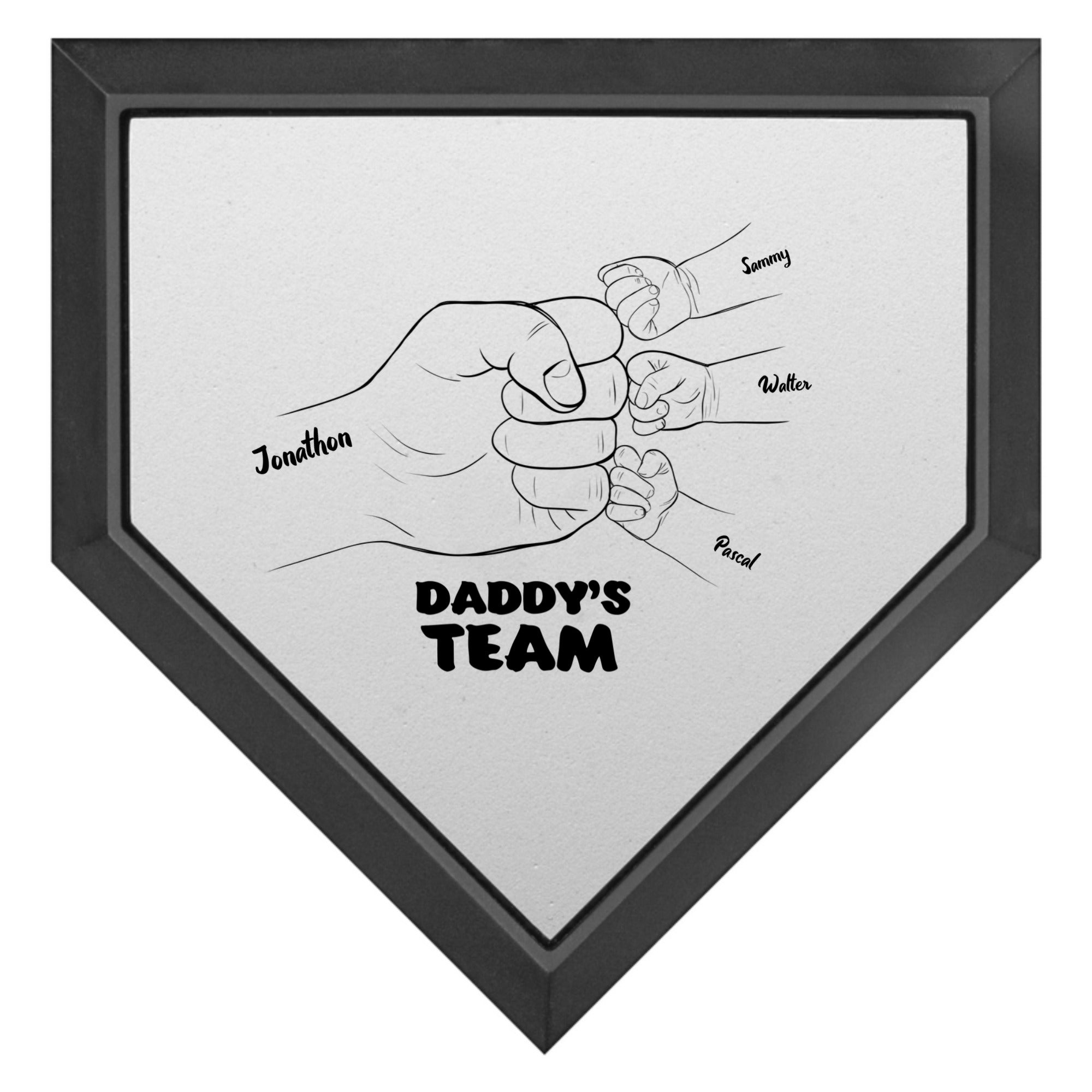 Custom “Daddy’s Team” Home Plate Gift – Personalized Mini Plaque with Baby Fist Bump Names
