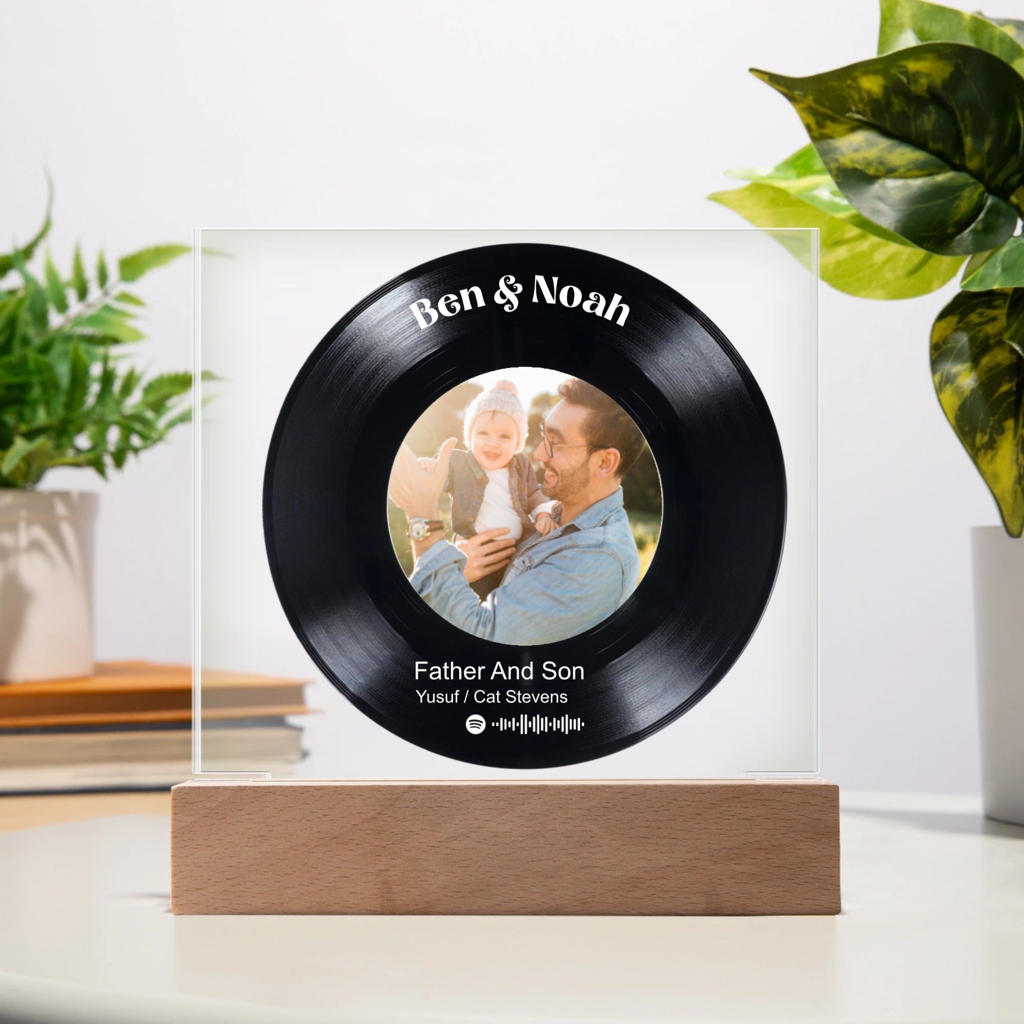 Custom Song Acrylic Record Plaque – Personalized Photo Gift with Spotify Code & LED Light Base