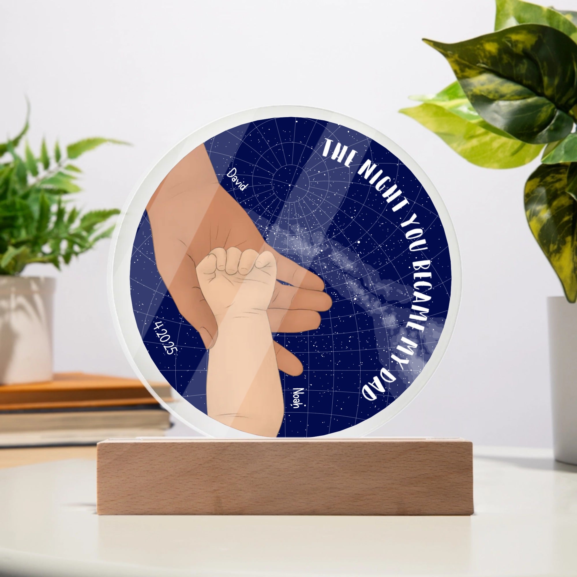 The Night You Became My Dad” Custom Star Map Circle Plaque – Personalized Acrylic Light Gift